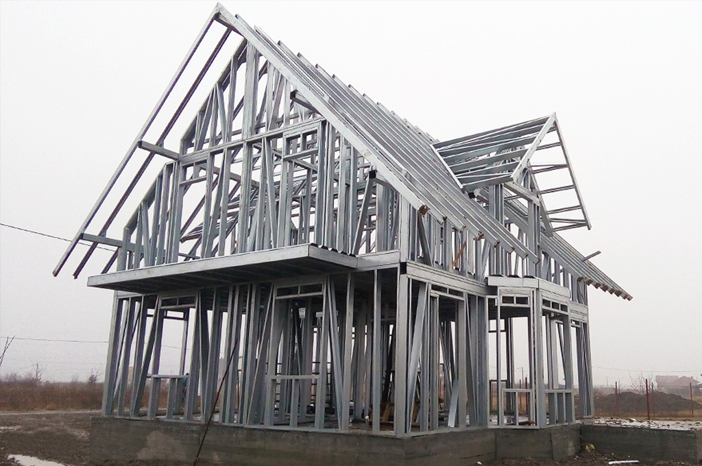 house with attic light steel construction