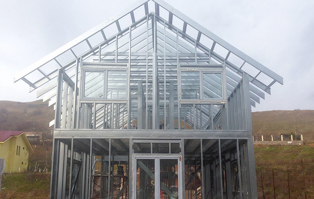 house with attic on light steel profiles