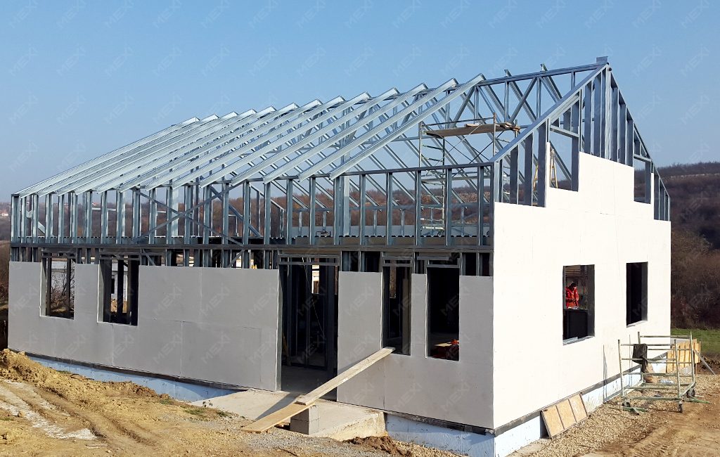 house with attic on steel frames