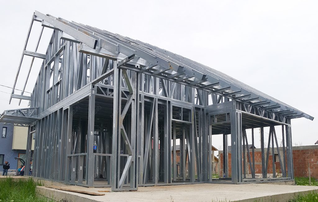 house with attic on steel frames