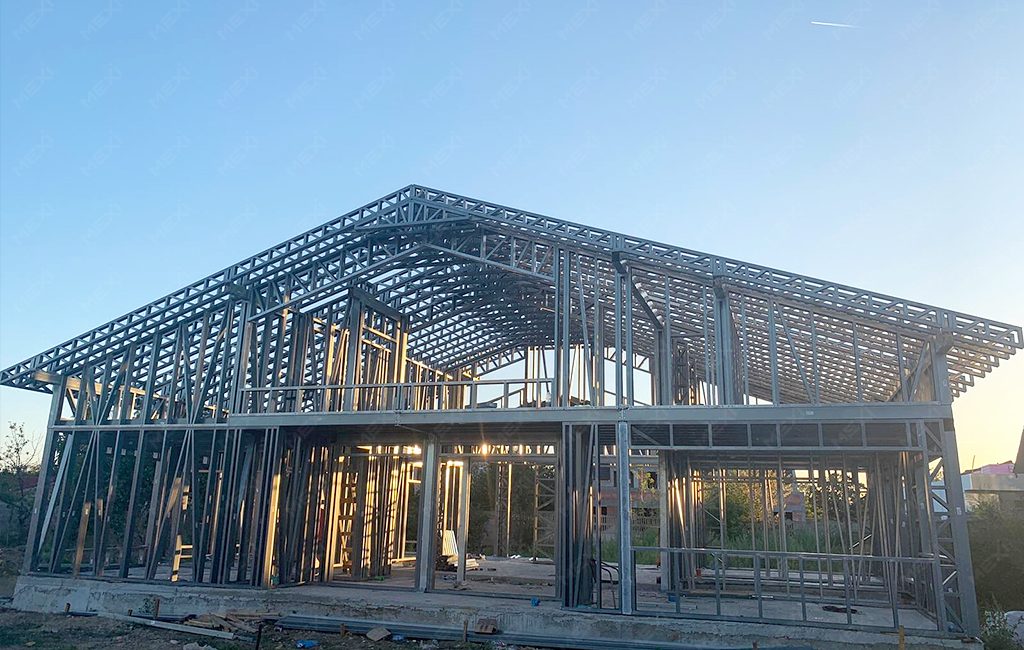 large house with attic on light steel structure