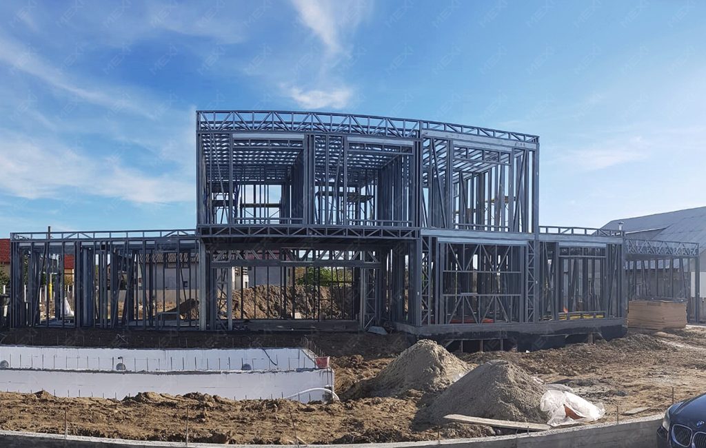 modern residential house with two storey on light steel framing