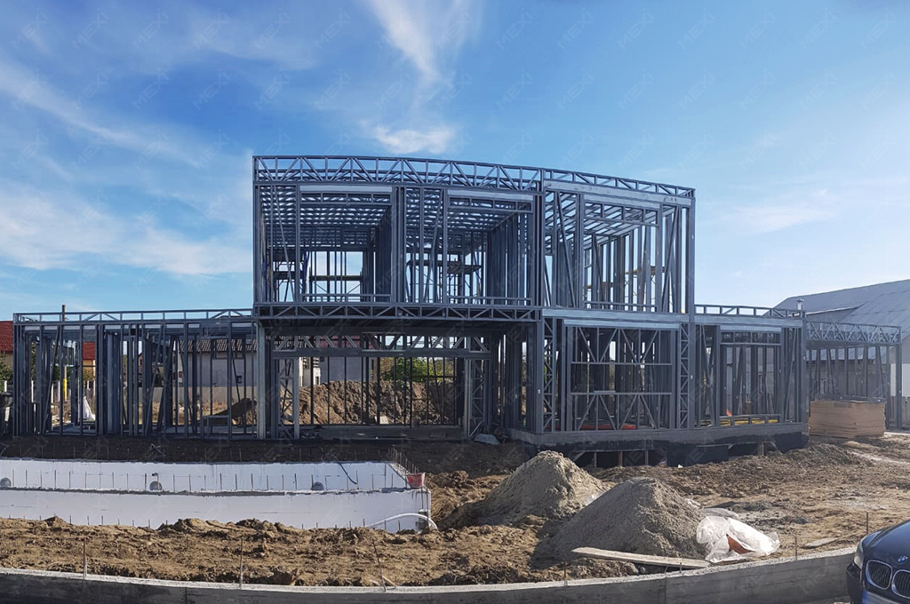 modern residential house with two storey on light steel framing