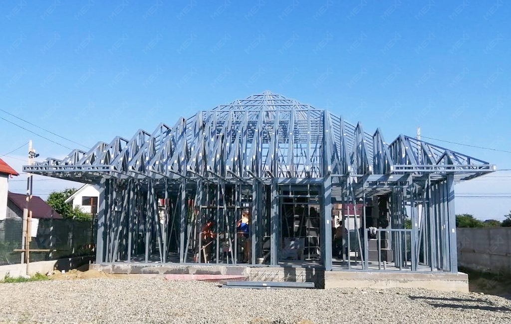 single storey house on steel profiles