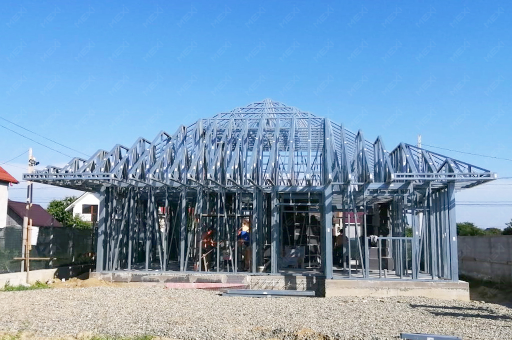 single storey house on steel profiles