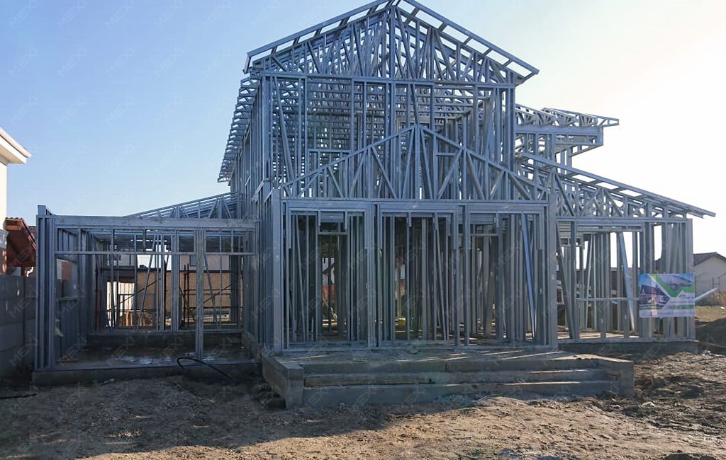 two storey house on metal structure