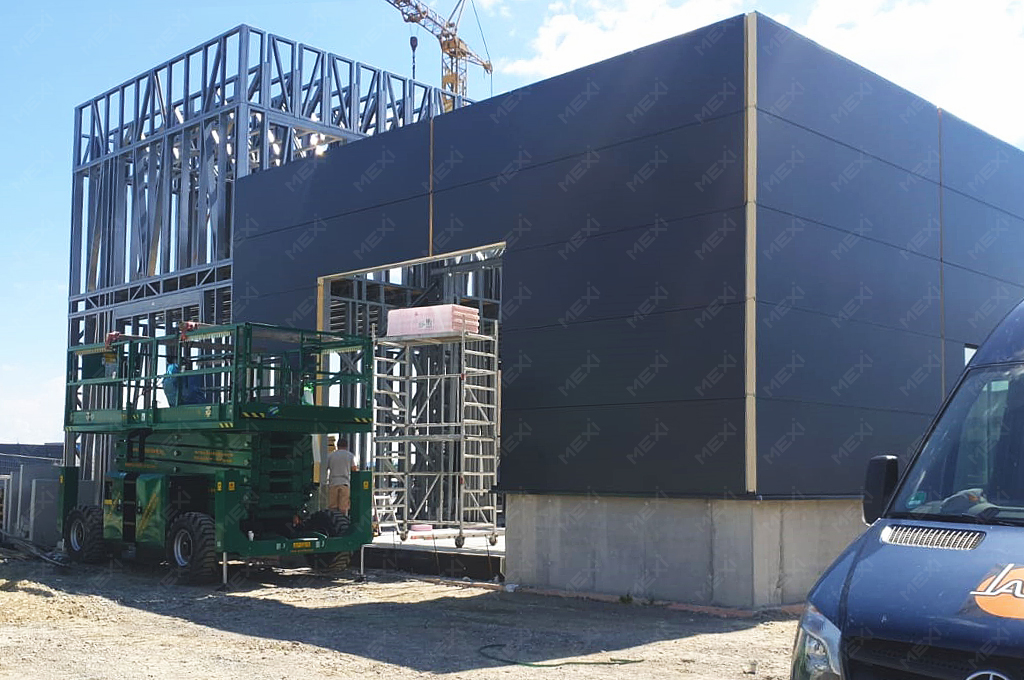 small warehouse on light steel structure constructed in germany