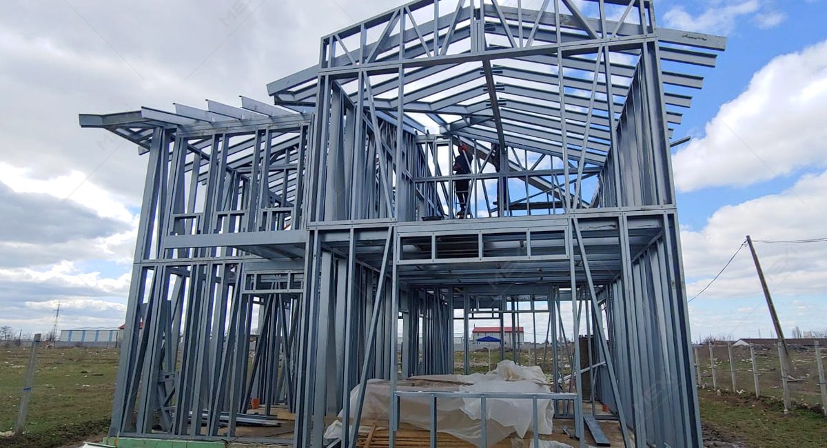 fast construction of two storey house with light steel profiles