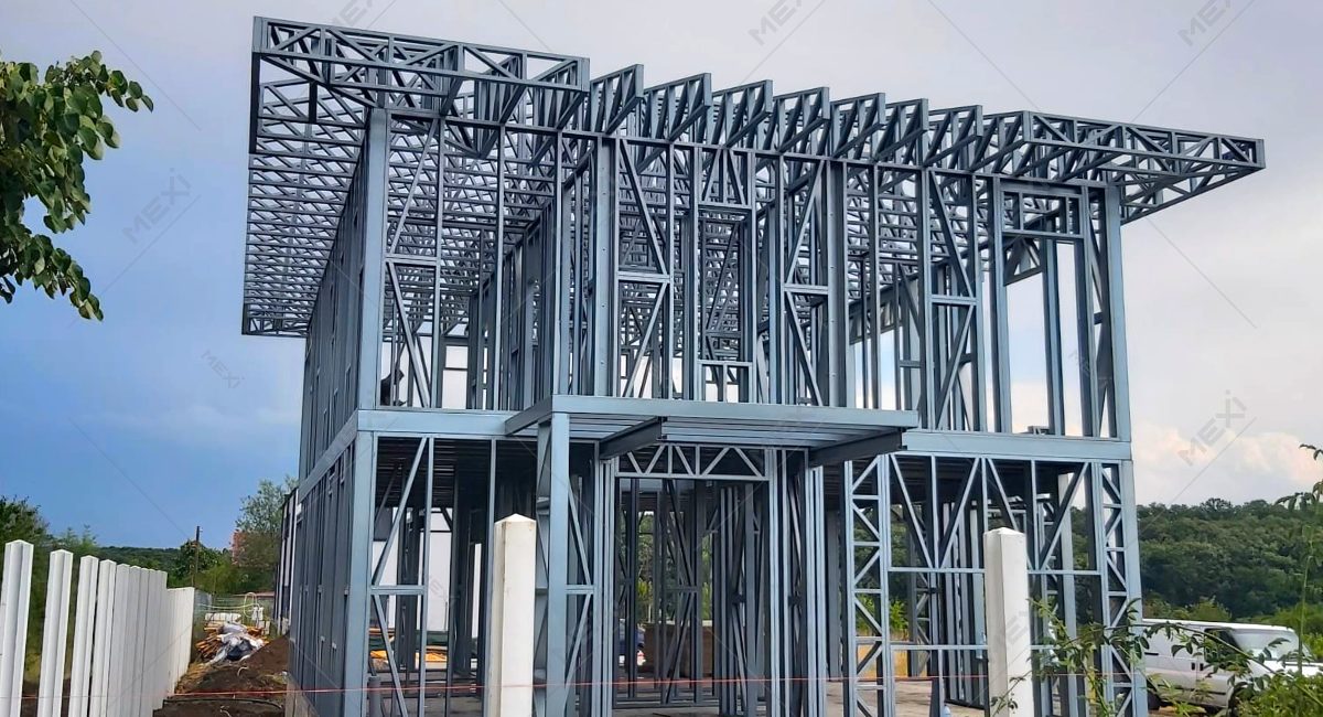 Two storey house constructed on steel framing system