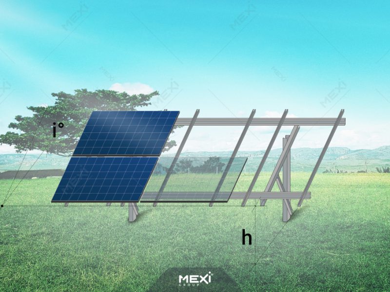 photovoltaic support structure with one pillar in the ground