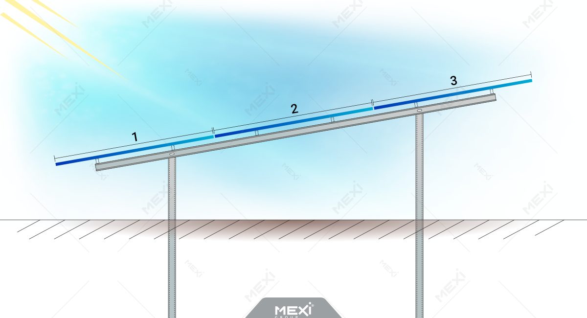 two pillar solar structure for photovoltaic parks