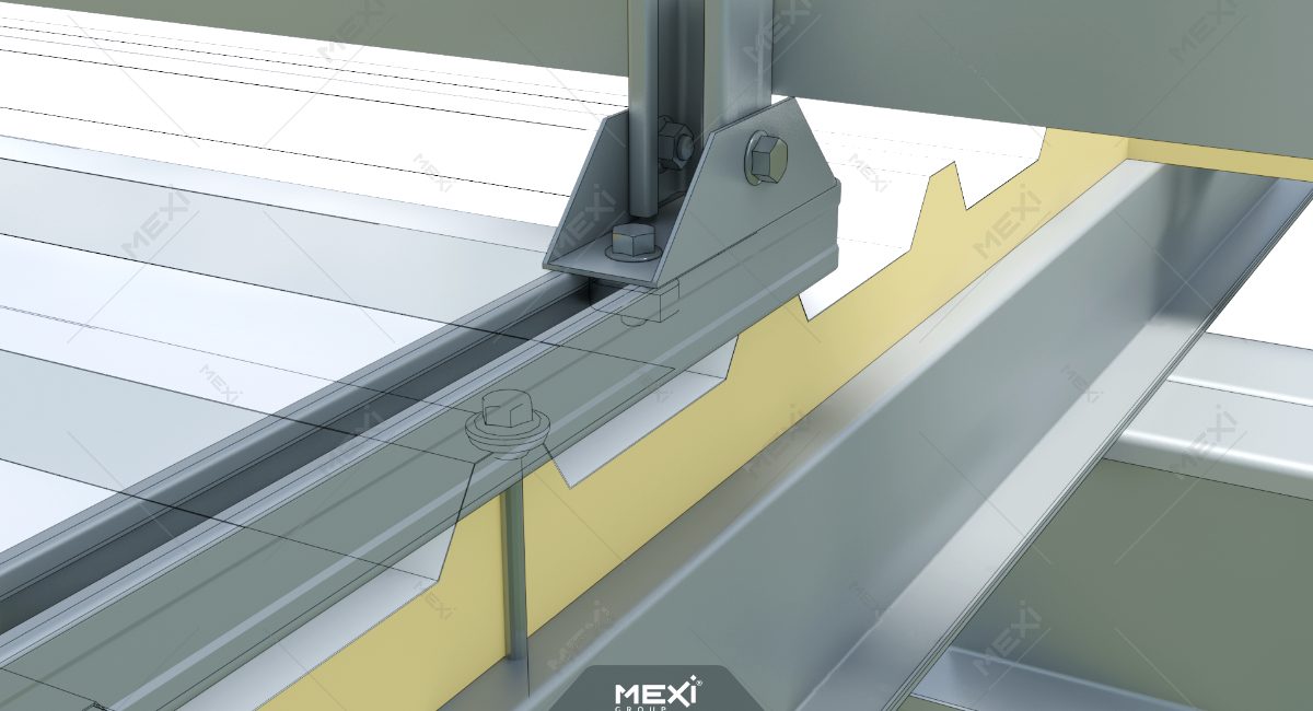 detail of anchoring the solar structure to the roof