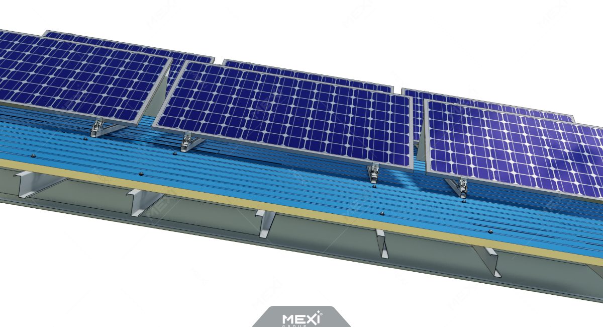 photovoltaic panel mounting system on inclined roof, adjustable structure