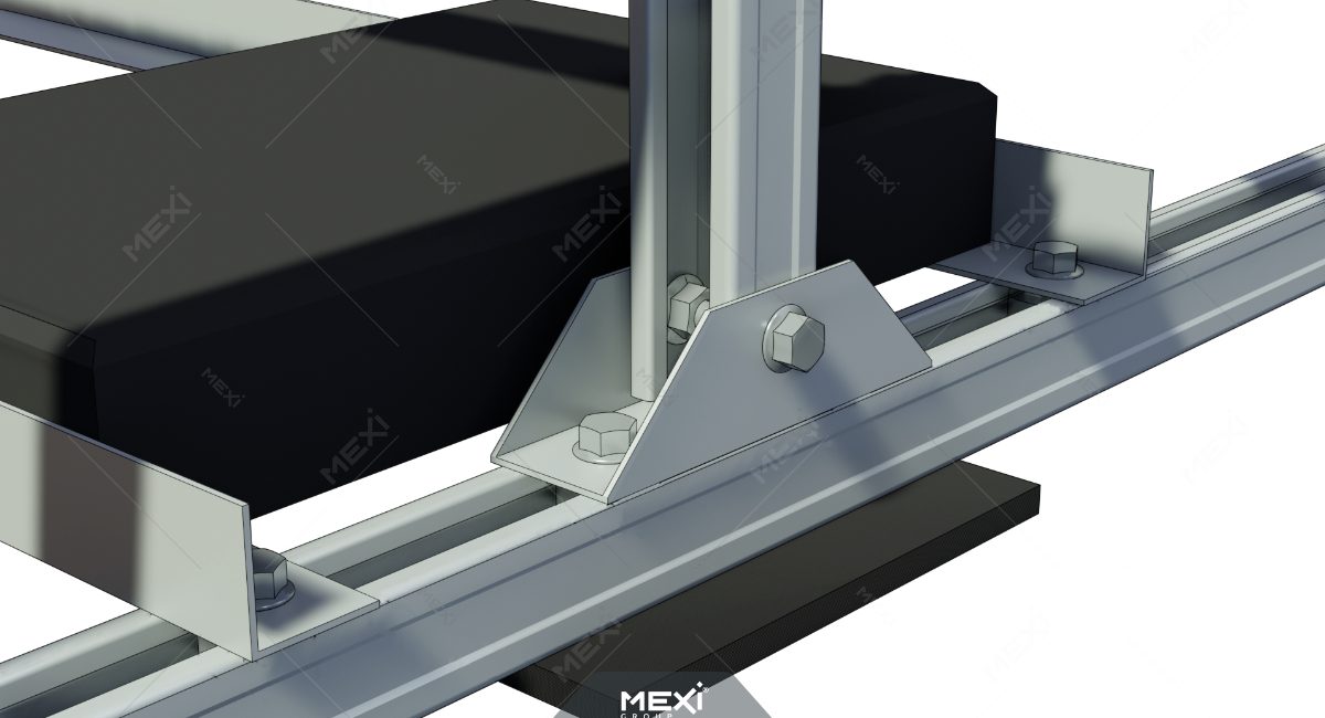 photovoltaic mounting system on flat roof using ballasts