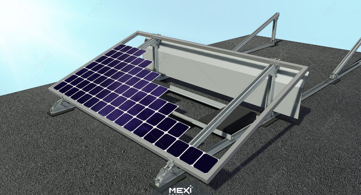 photovoltaic support structure for flat roof