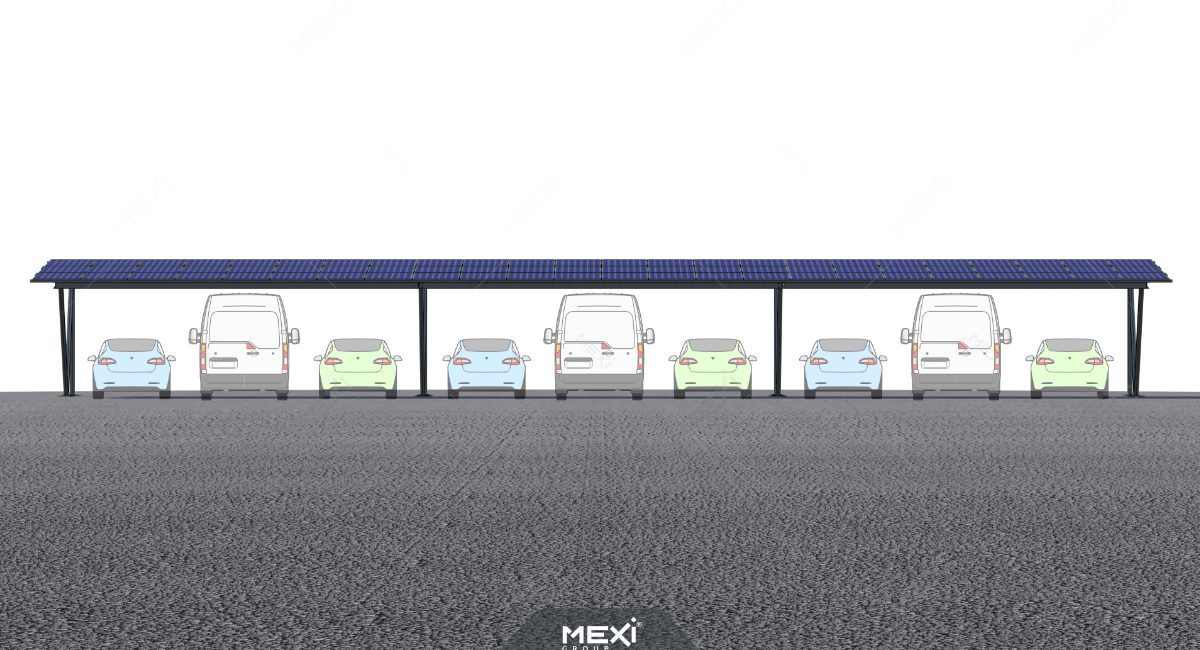 modulated photovoltaic carport for with multiple parking slots