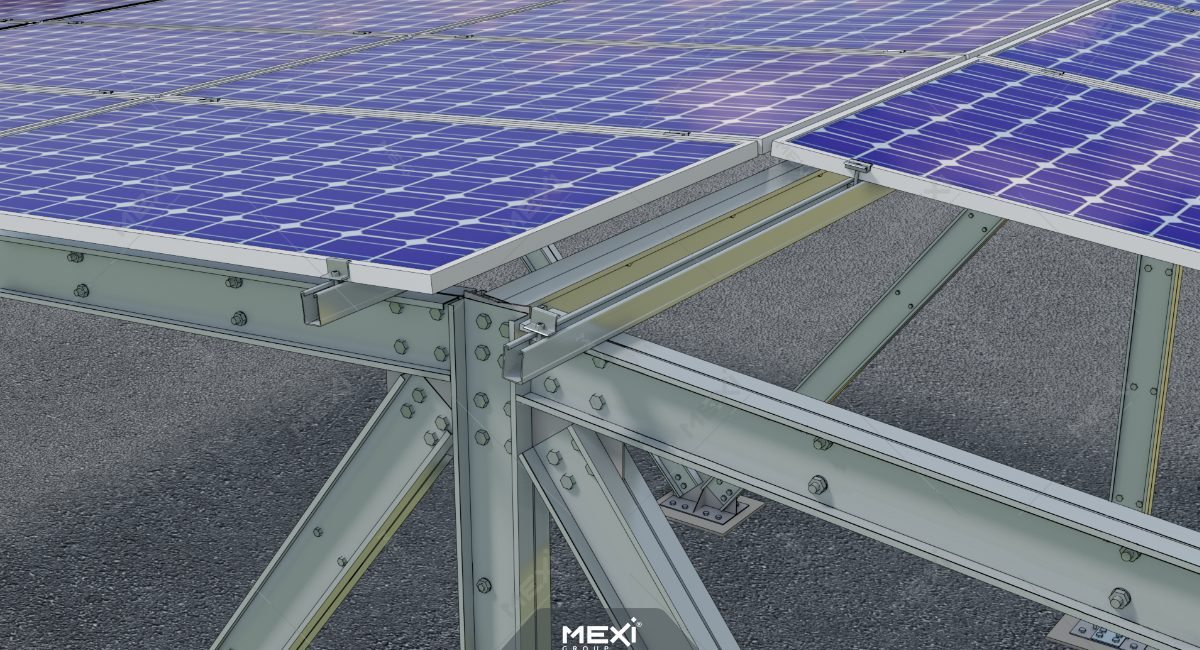 photovoltaic panels mounted on carport structure