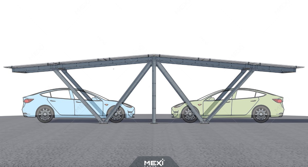 photovoltaic carport steel structure side view