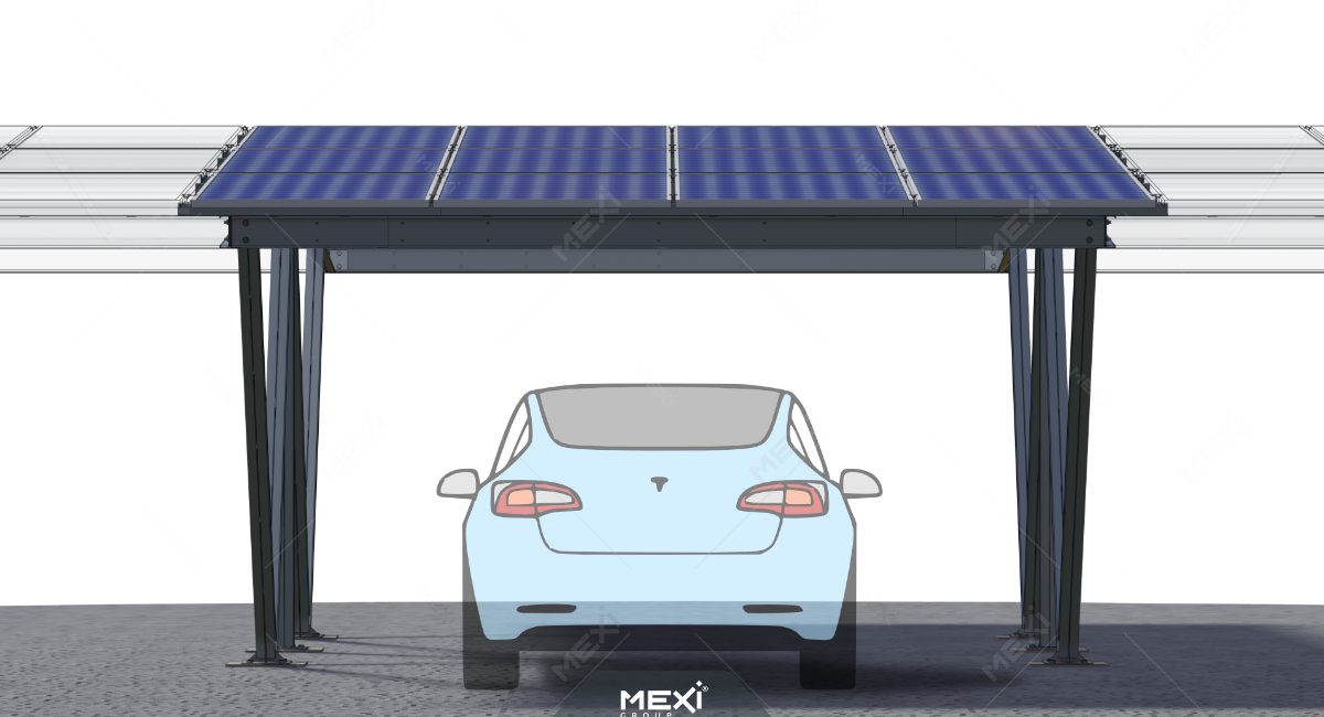 photovoltaic parking space, carport for two cars