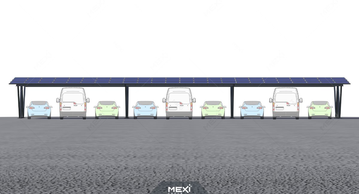 modulated photovoltaic carport for with multiple parking spaces