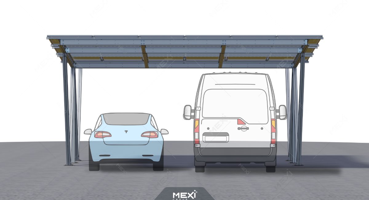 photovoltaic carport structure on light steel framing system