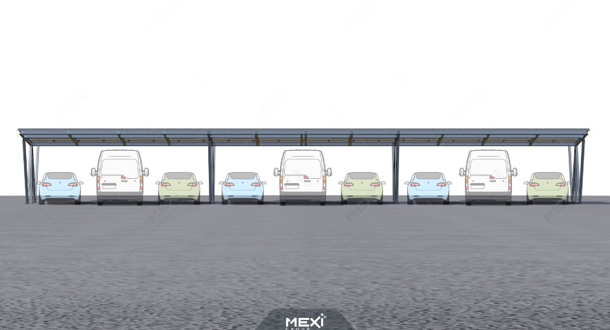 modular photovoltaic carport structure for multiple parking slots