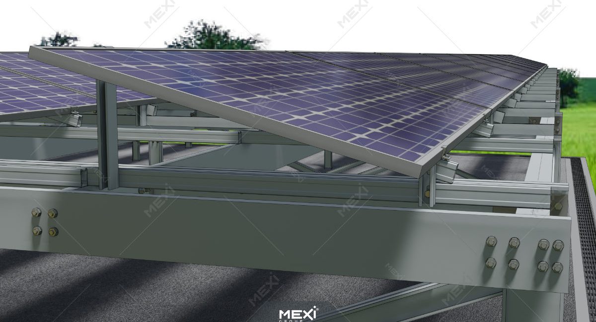 photovoltaic panels mounted on carport structure