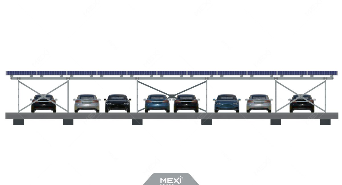 photovoltaic carport structure for multiple parking slots