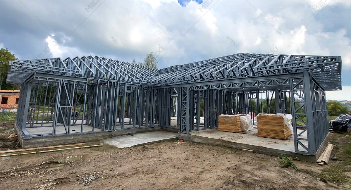 single storey house construction on light steel framing system