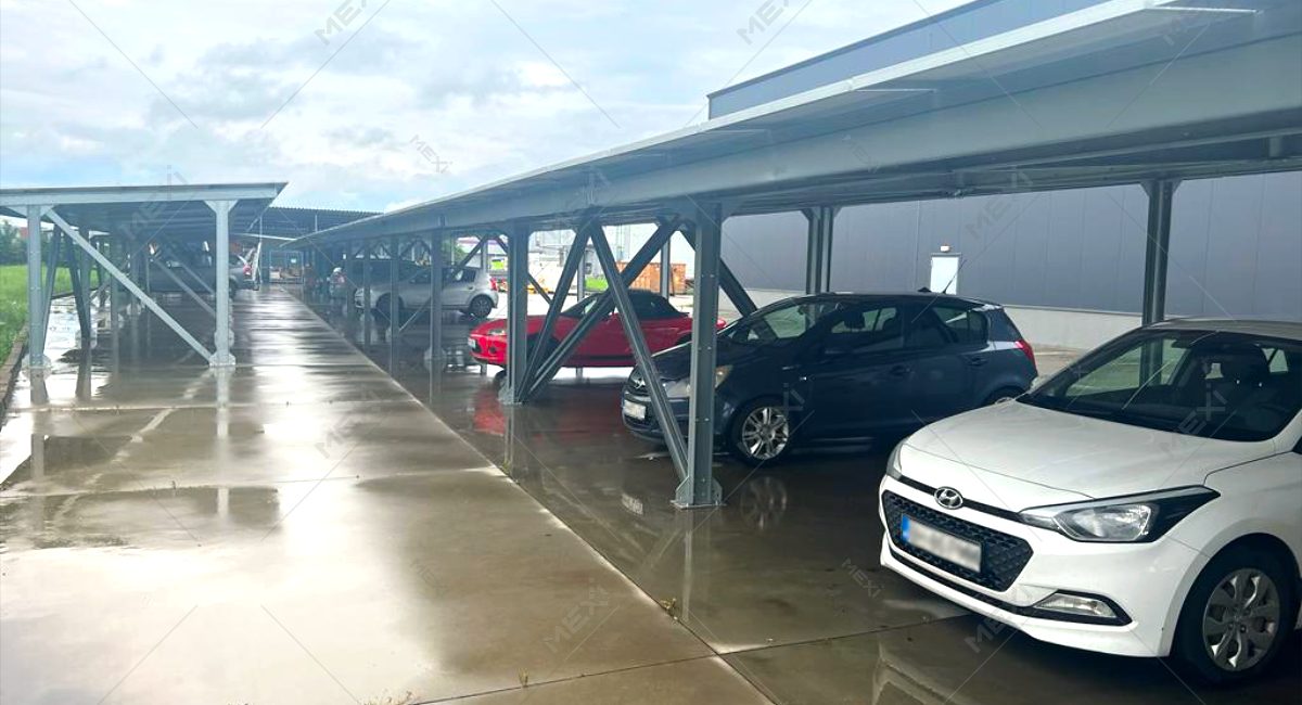 Solar carport structure construction