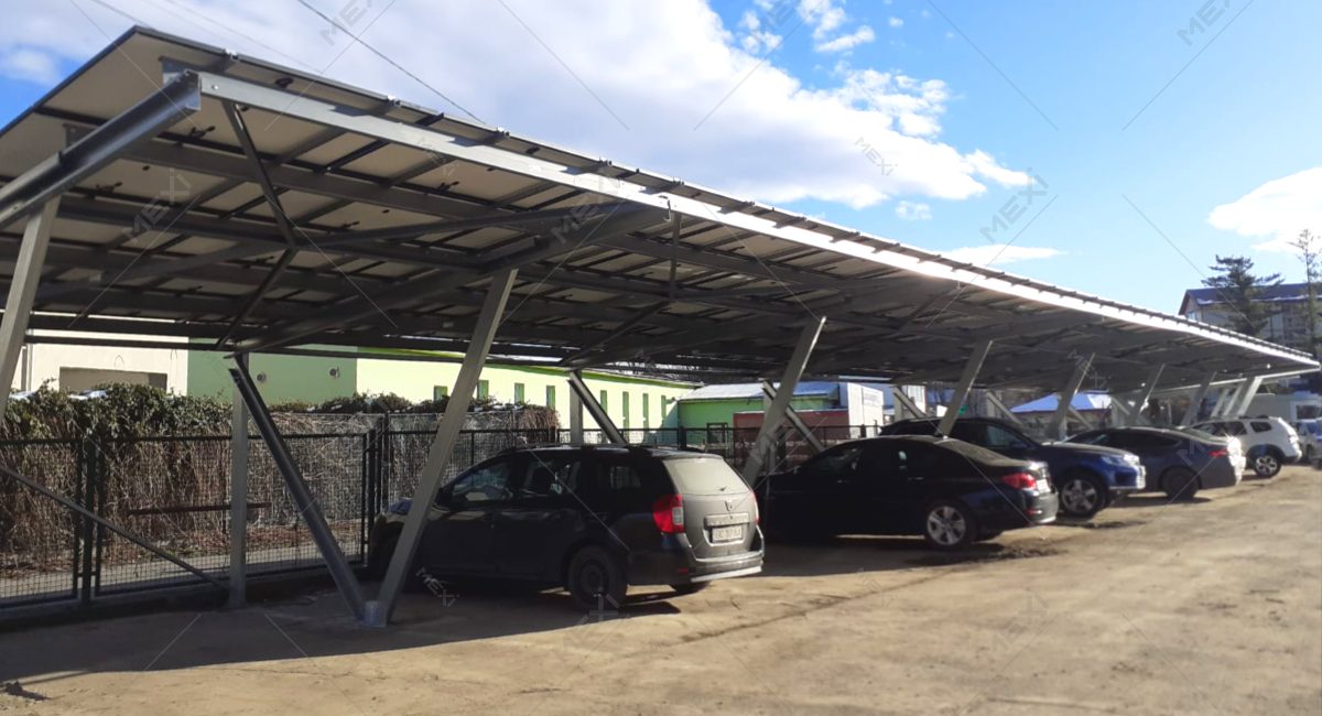 Photovoltaic carport structure construction with MEXI® steel profiles