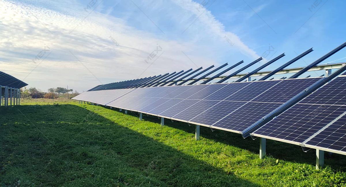 Solar park construction on steel structure